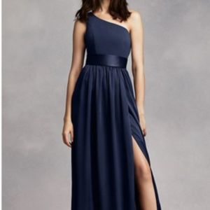 White by Vera Wang One Shoulder Gown - NAVY-SIZE 0